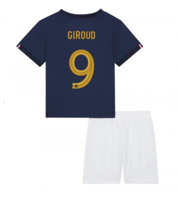 Frankrike Olivier Giroud #9 Hemmaställ Barn VM 2022 Kortärmad (+ Korta byxor)
